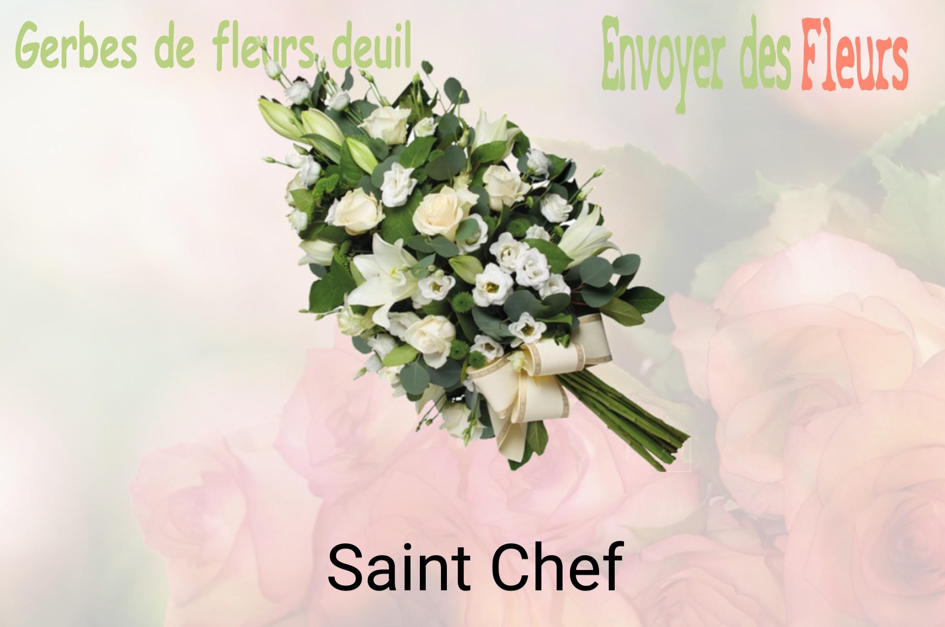 Gerbe de fleurs de deuil livrée à Saint-Chef